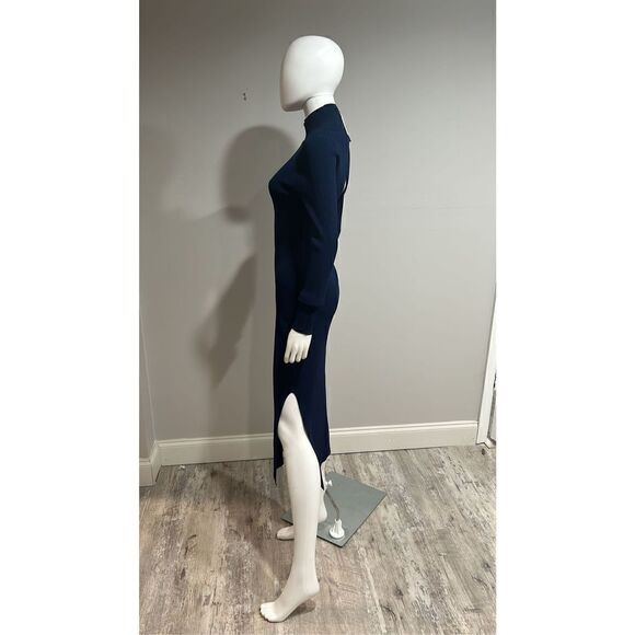Milly Navy Blue Bustier Turtleneck Dress Size Medium - Picture 6 of 7